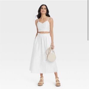 Target Universal Thread White Eyelet Skirt Set. 100% Cotton